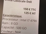 Tour pc dell core I7, 8go RAM, 500go HDD 150 euros / PCburo